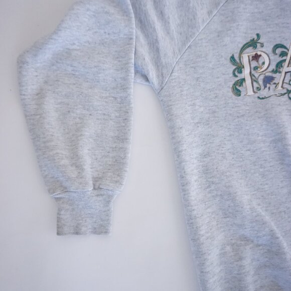 Vintage Gopher Sport Paris Sweatshirt Grey Blue Collar 90s Grandmacore French XL - Picture 7 of 10